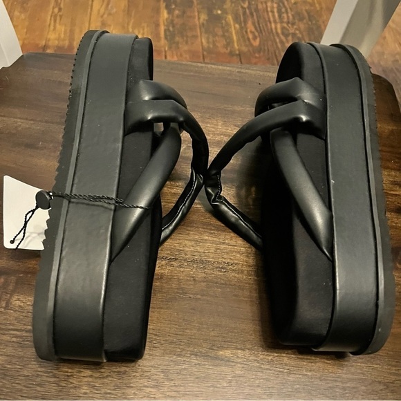 ROAM Asymmetrical Stack Slides Platform Flip Flops Sandals Shoes Black 12 AA - Picture 5 of 7